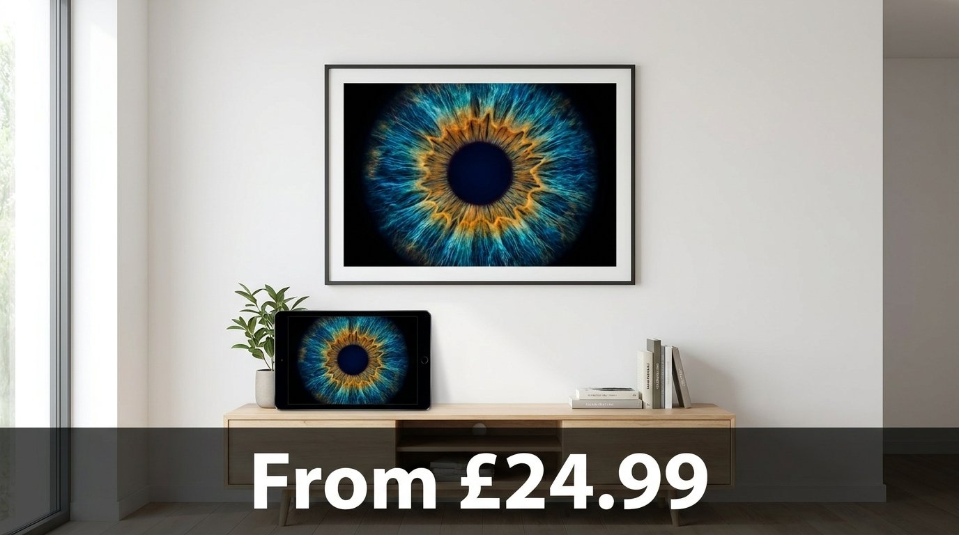 Iris art available as digital download or framed print, from £24.99